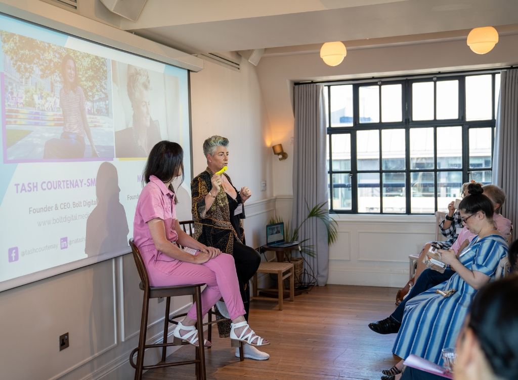 Maxine Laceby discussing the challenges of female entrepreneurship at the CEW breakfast.